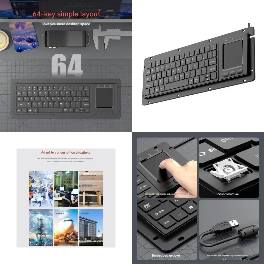 

Промышленные водонепроницаемые USB-клавиатуры с 64 клавишами и сенсорные панели для автоматизации