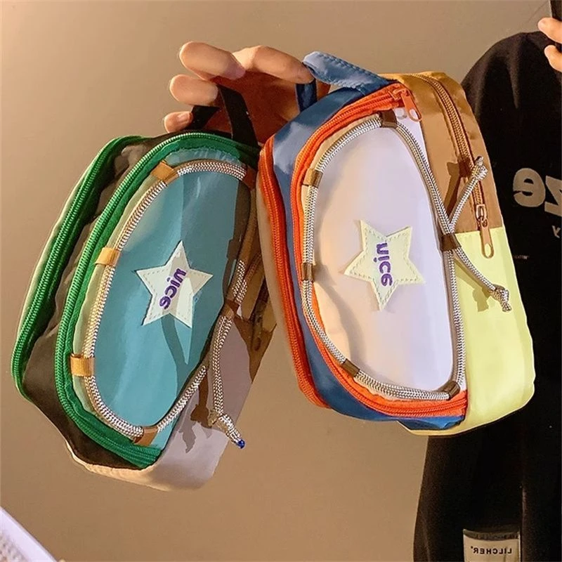 

Cowboy Canvas Three-layer Large Capacity Pencil Case Unisex Storage Bag Student Stationery and Study Supplies Back To School