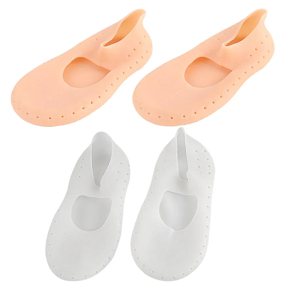 

2Pair Silicone Socks Breathable Gel Heel Socks Soft Moisturizing Foot Care Protector Repair Dry Foot Cracks Womens