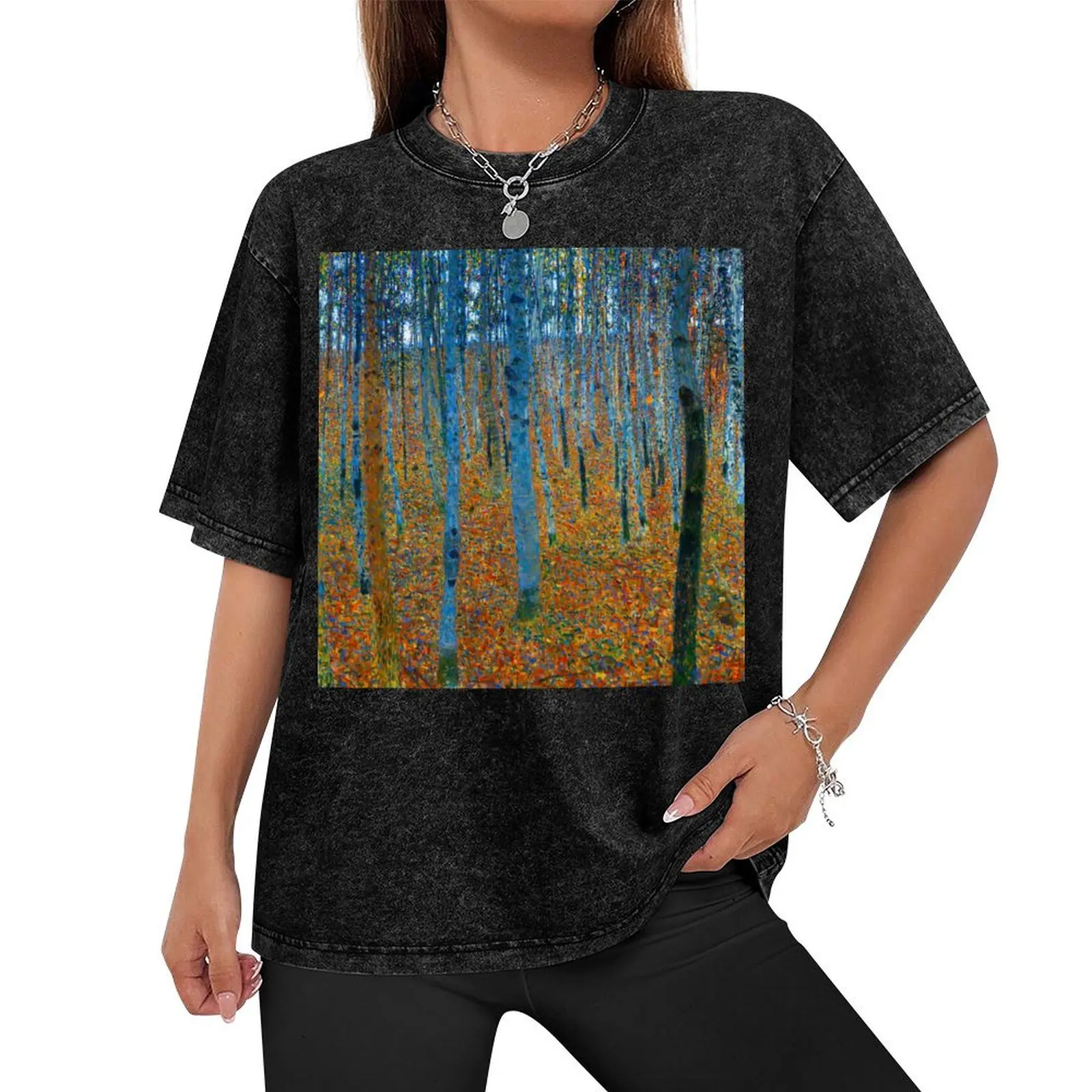 GUSTAV KLIMT HD - Gustav Klimt's Beech Grove I (1902) famous painting T-Shirt boys whites custom t shirt workout shirts for men