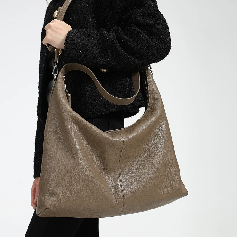 

Women's Cow Genuine Leather Classic Shoulder Bag Ladies Soft Natural Cowhide Handbags Female Luxury Designer Crossbody Bags Lady