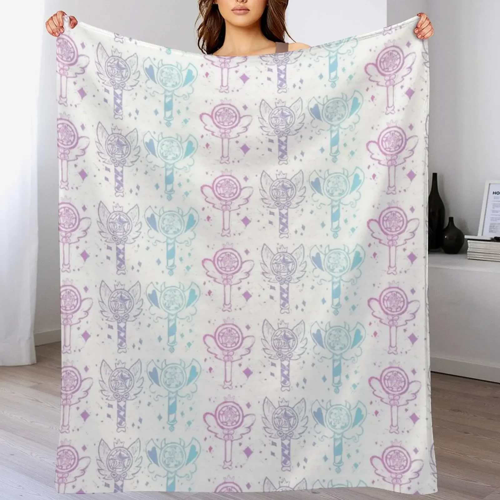 

Star's Wands Linocut Pattern Throw Blanket Cute Plaid Comforter Blankets For Sofas Single Blankets