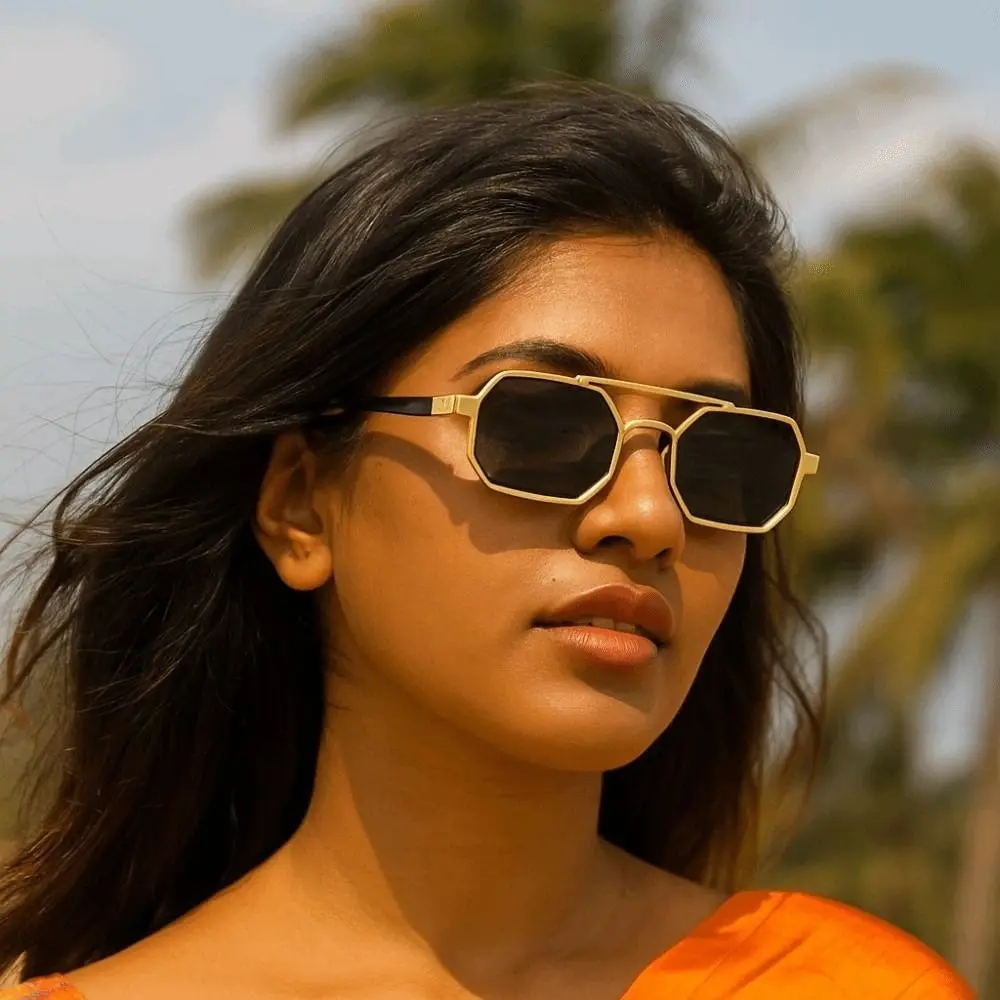 

Lightweight Double-bar Square Sunnies Indian Style Gradient Unisex Polarized Sunglasses Waterproof Alloy Anti-UV Glasses Women