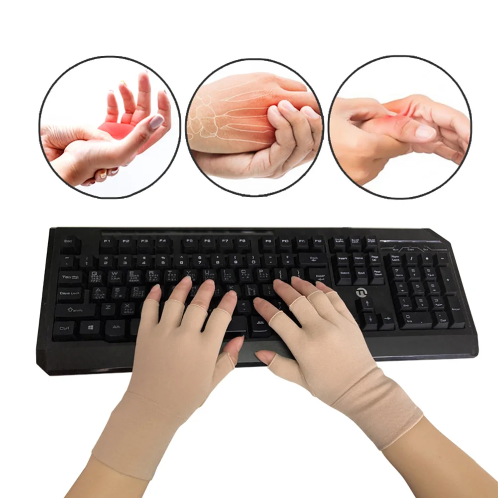 1 Paar Medizinische Kompressions-Arthritis-Handschuhe, Halbfinger, Schnelltrocknend, Atmungsaktiv, Handgelenkschutz für Damen und Herren, Schmerzlinderung, Handauflage – Detail 7