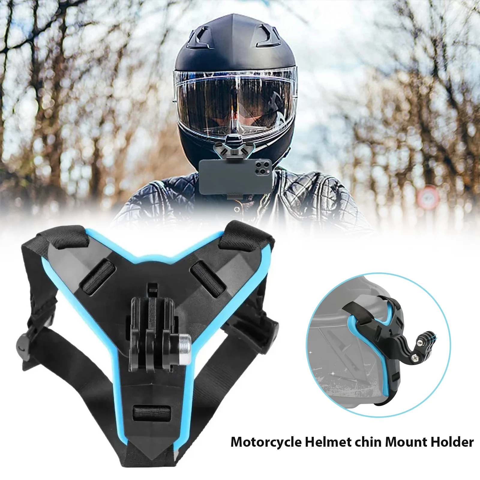 Motorcycle Helmet Chin Strap Mount Holder With Phone Clip For GoPro Action Camera Full Face Holder Motorcycle Camera Accessory