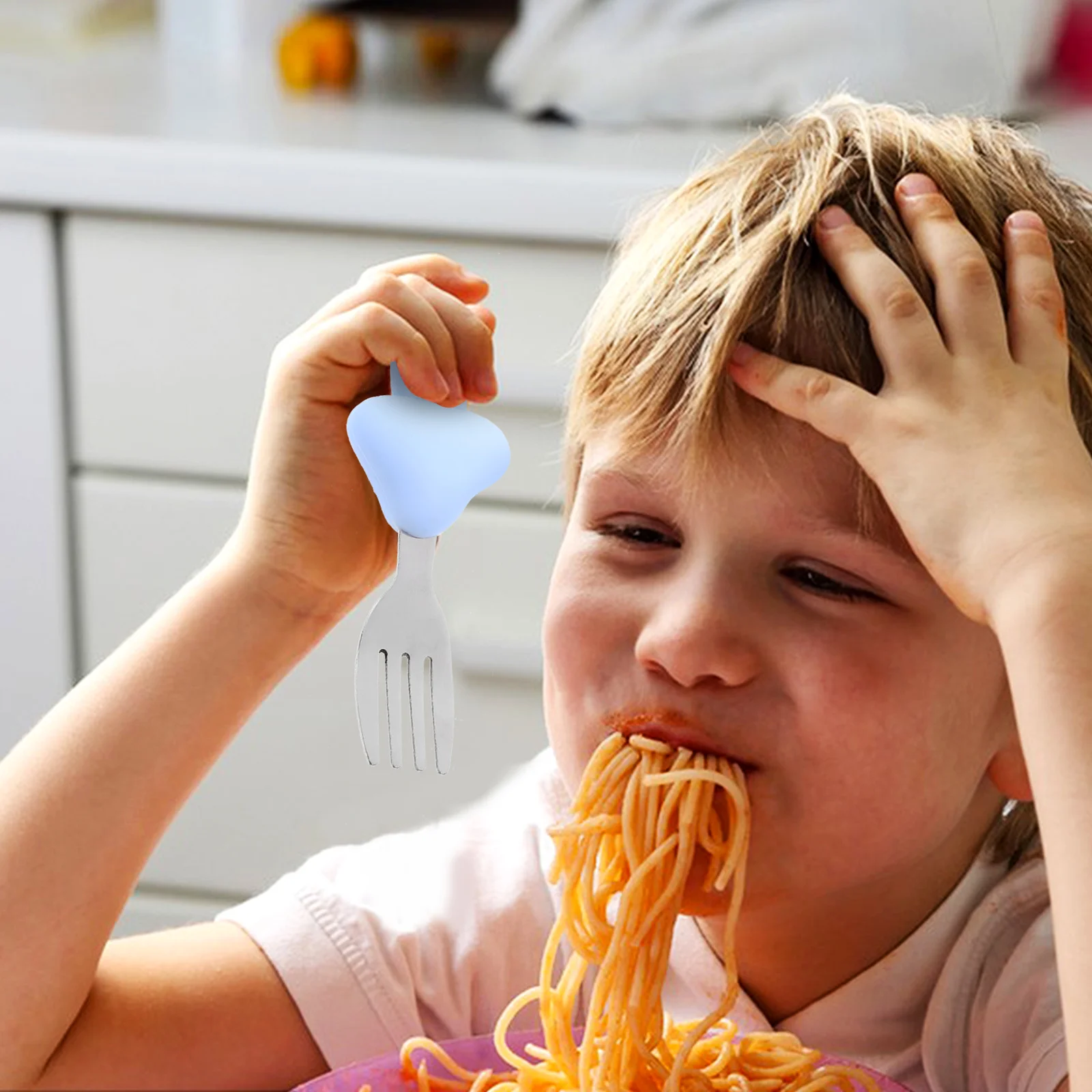 

1 set Toddler Eating Set Baby Scraping Spoon Utensils Stainless Steel Short H Feeding Tool Portable Infant Fork Training