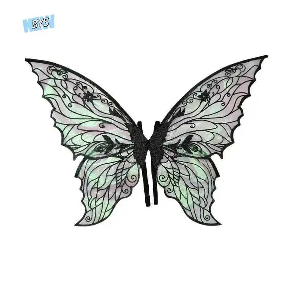 

Colorful Butterfly Fairy Wings Sparkling Organza Gradient Sheer Elf Wings Costume Elastic Shoulder Straps Handmade Cosplay Wings