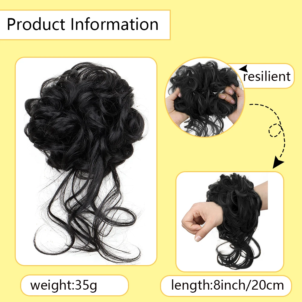 8-Inch Synthetic Curly Hair with Elastic Rubber Band, Elegant and Messy Bun, Fluffy and Easy to Maintain, Suitable for Daily Use image 5
