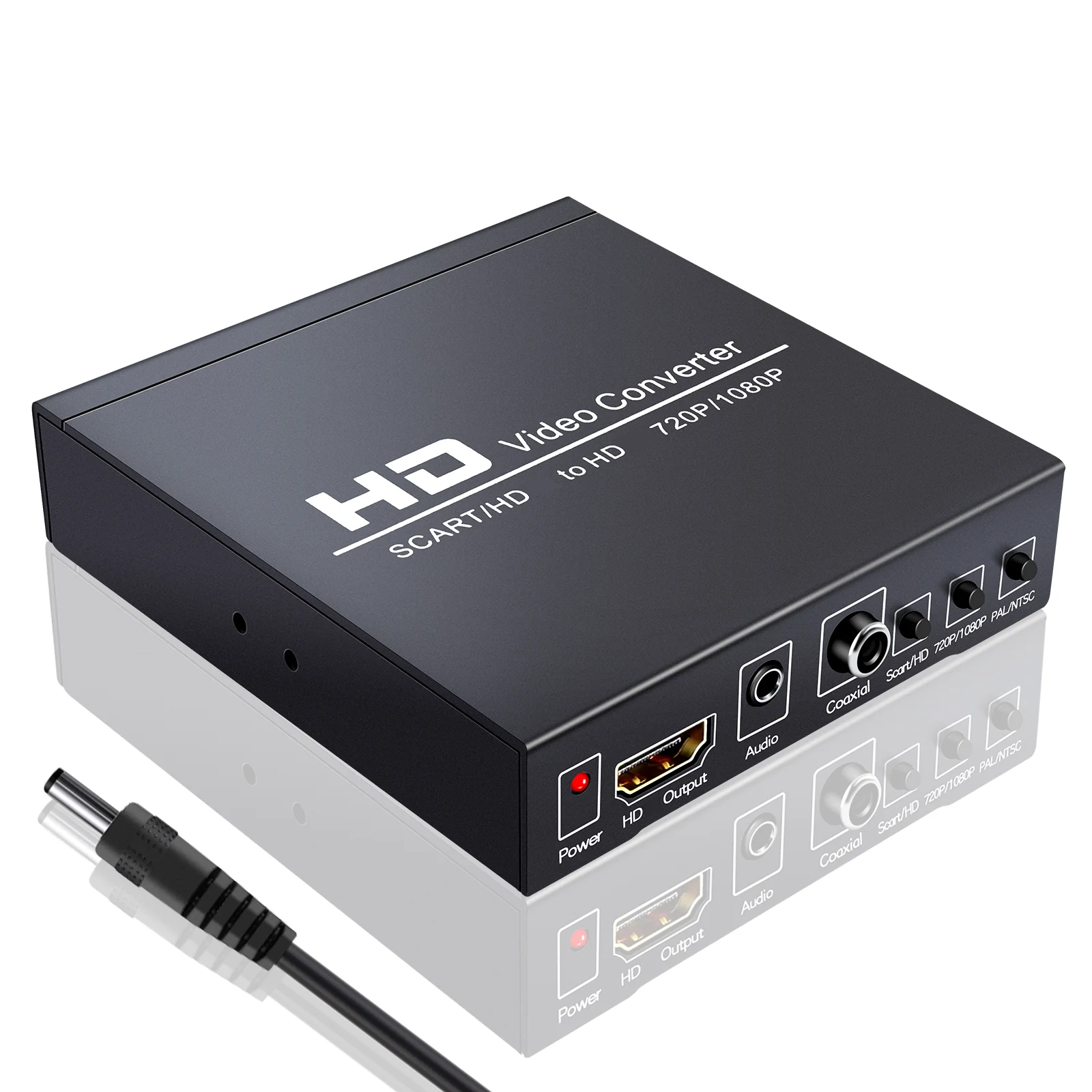 1080P SCART to HDMI-compatible Digital Converter High Definition Video Converter EU/US Power Plug Adapter For HDTV