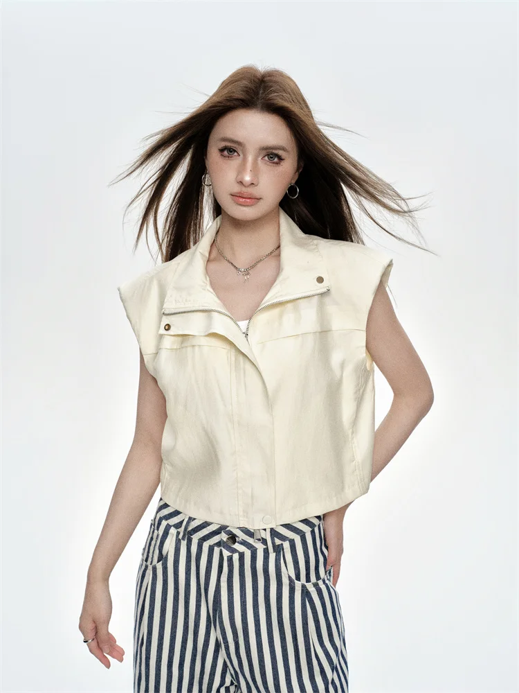 

Chill Zoe Workwear Sle Vest Jaet Women's Thin Faionable Summer Outerwear Zipper Closure Regular Length Polyester Blend