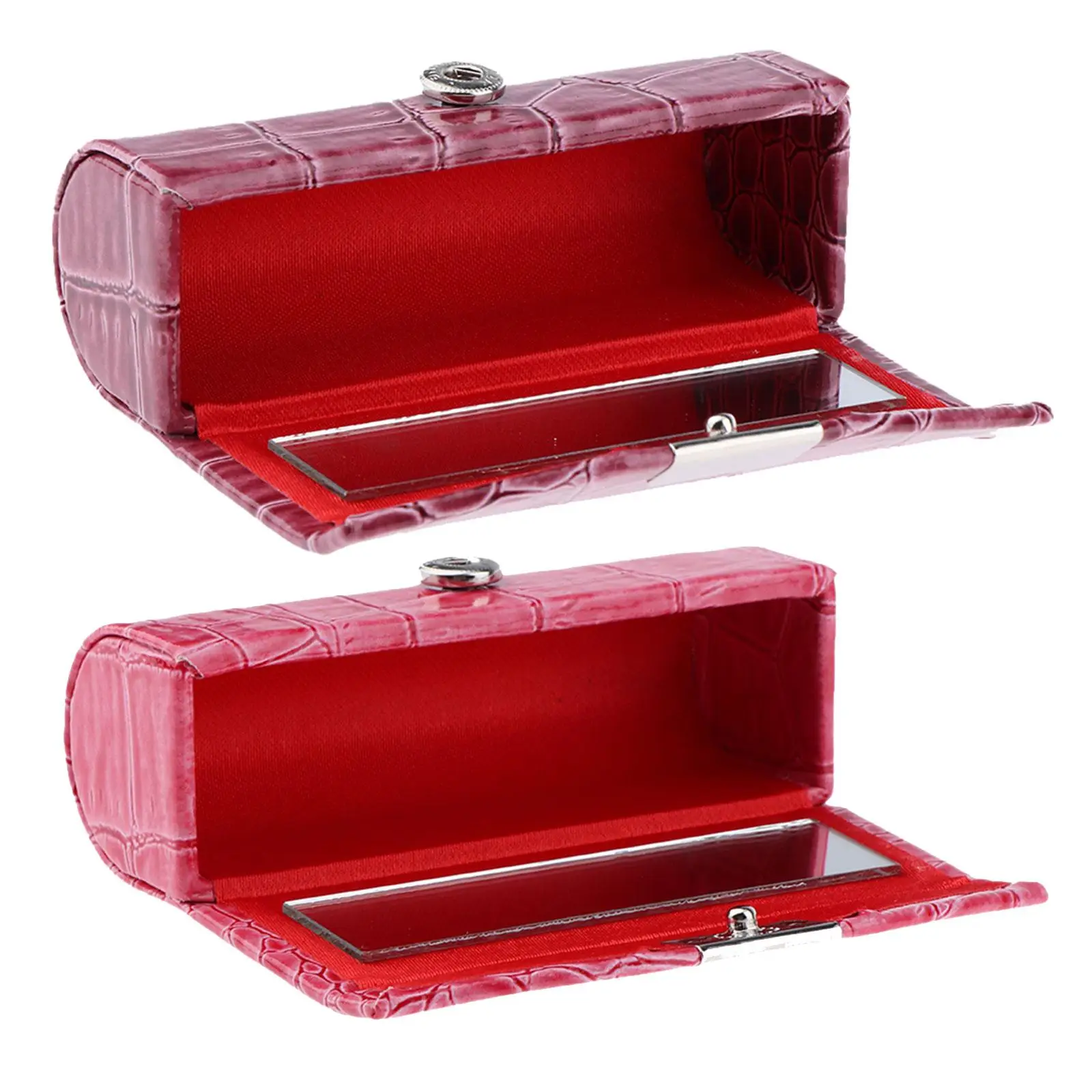 

2 женских чехла для губной помады из искусственной кожи с зеркальным держателем для помады, прямоугольный для сумочки, путешествий