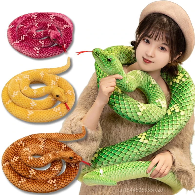 70-280cm Discodont Colorful Pattern Simulation Boa Python Water Snake Plush Doll Reptile Snake Plush Toy Lawn Decor Gift For Boy