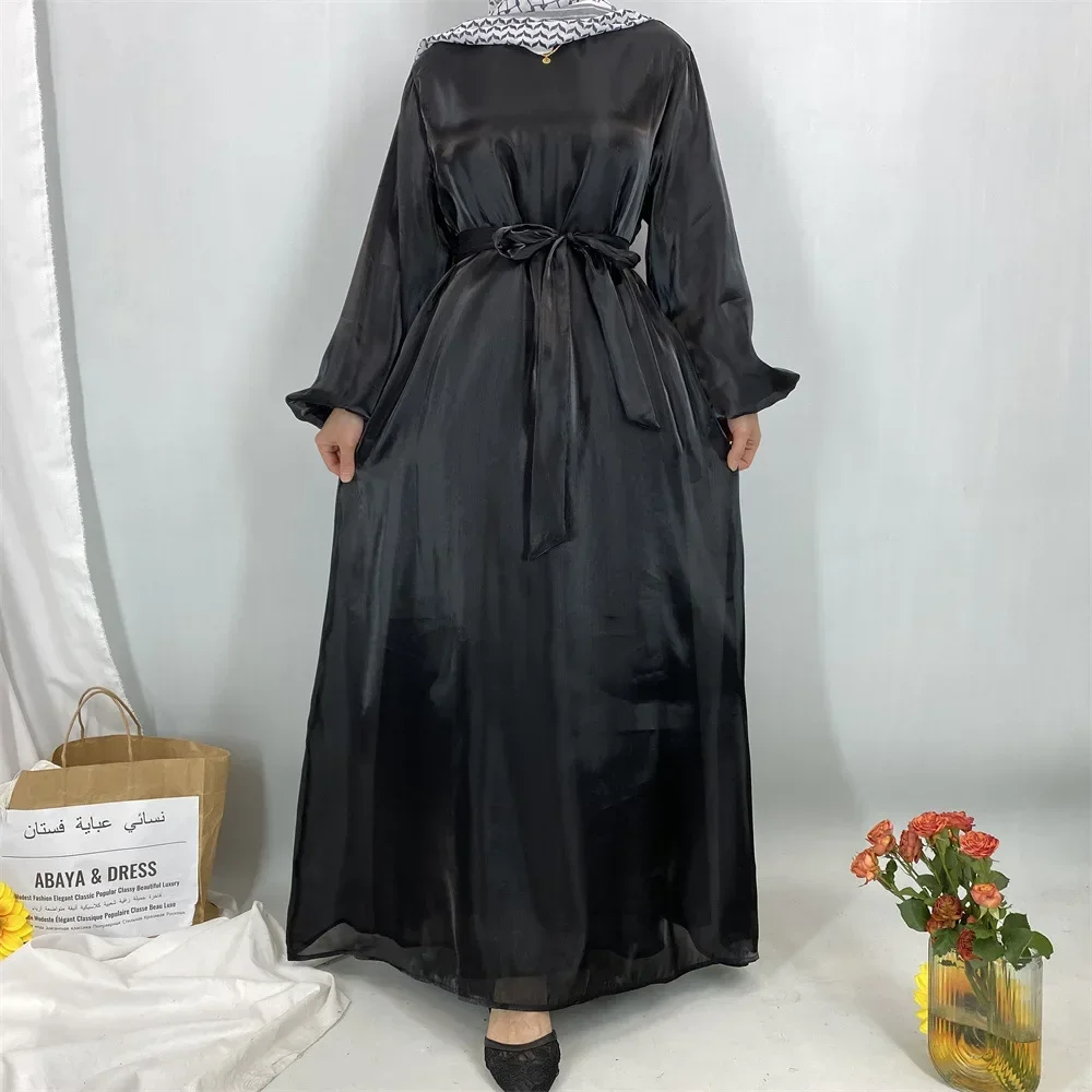 

Блестящая шелковая абайя для женщин на Рамадан и Ид, роскошное макси-платье в стиле Дубай, кафтан из Турции, кебая, марокканский кафтан, женская роба, исламская джалабия