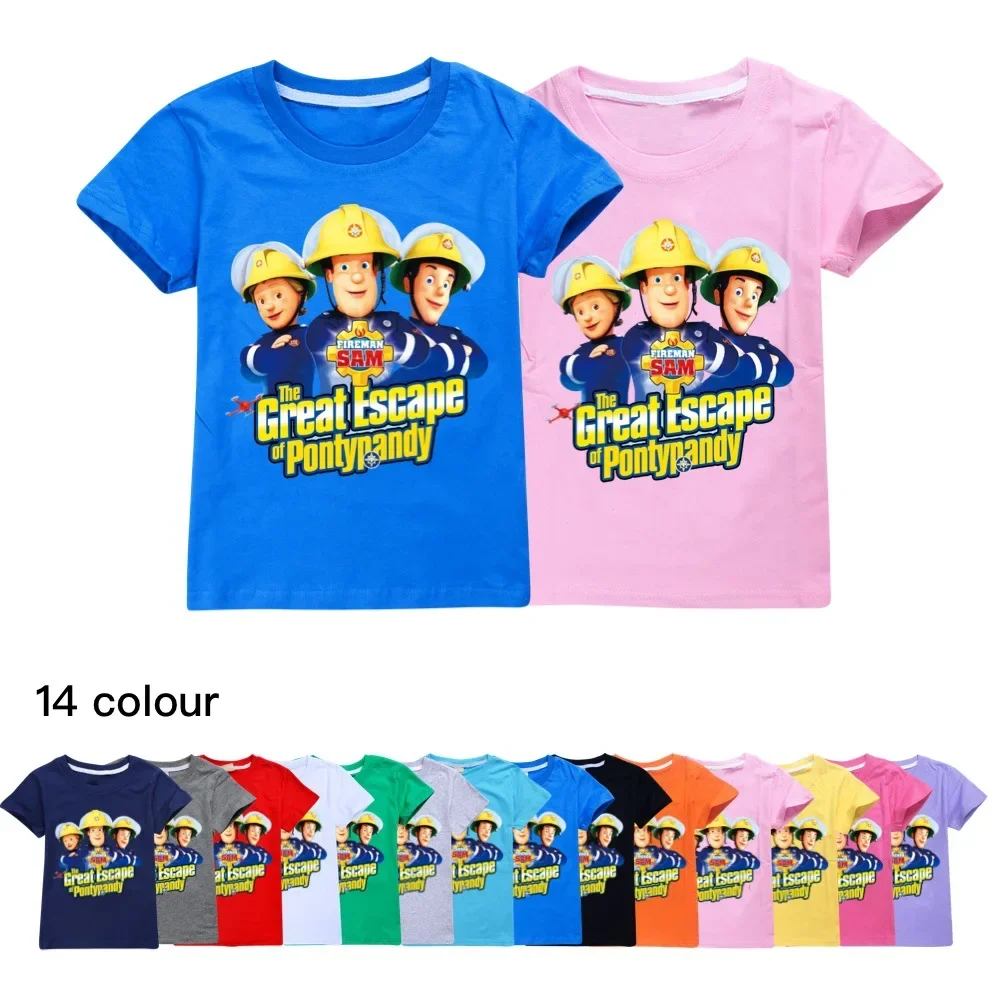 

Cartoon TShirt Kids Fashion Clothes Baby Girls FIREMAN SAM Short Sleeve Tops Toddler Boy Summer Tee Children Leisure Clothing210