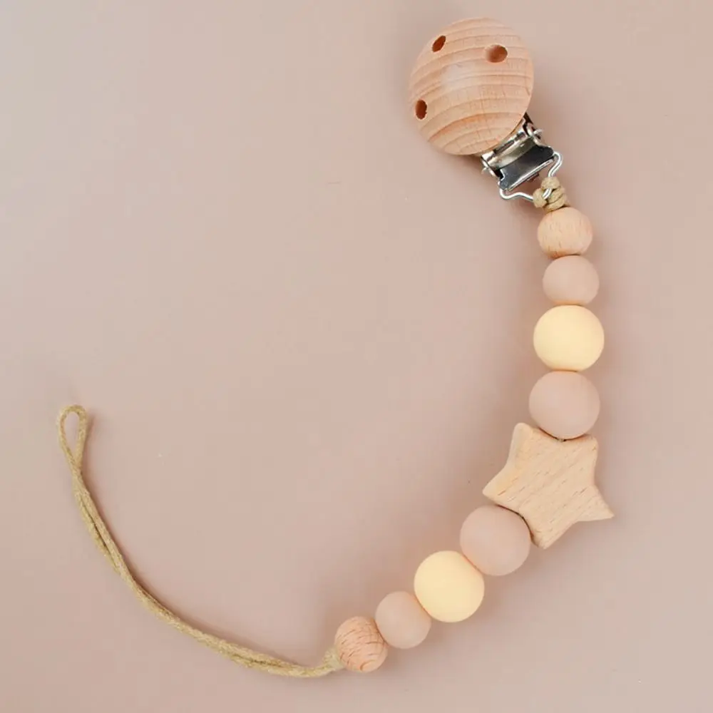 

Зажимы для пустышки, зажимы для держателя соски, держатель для пустышки со звездой, цепочка для детской соски, зажимы для держателя соски, деревянные ремни для прорезывания зубов для малышей