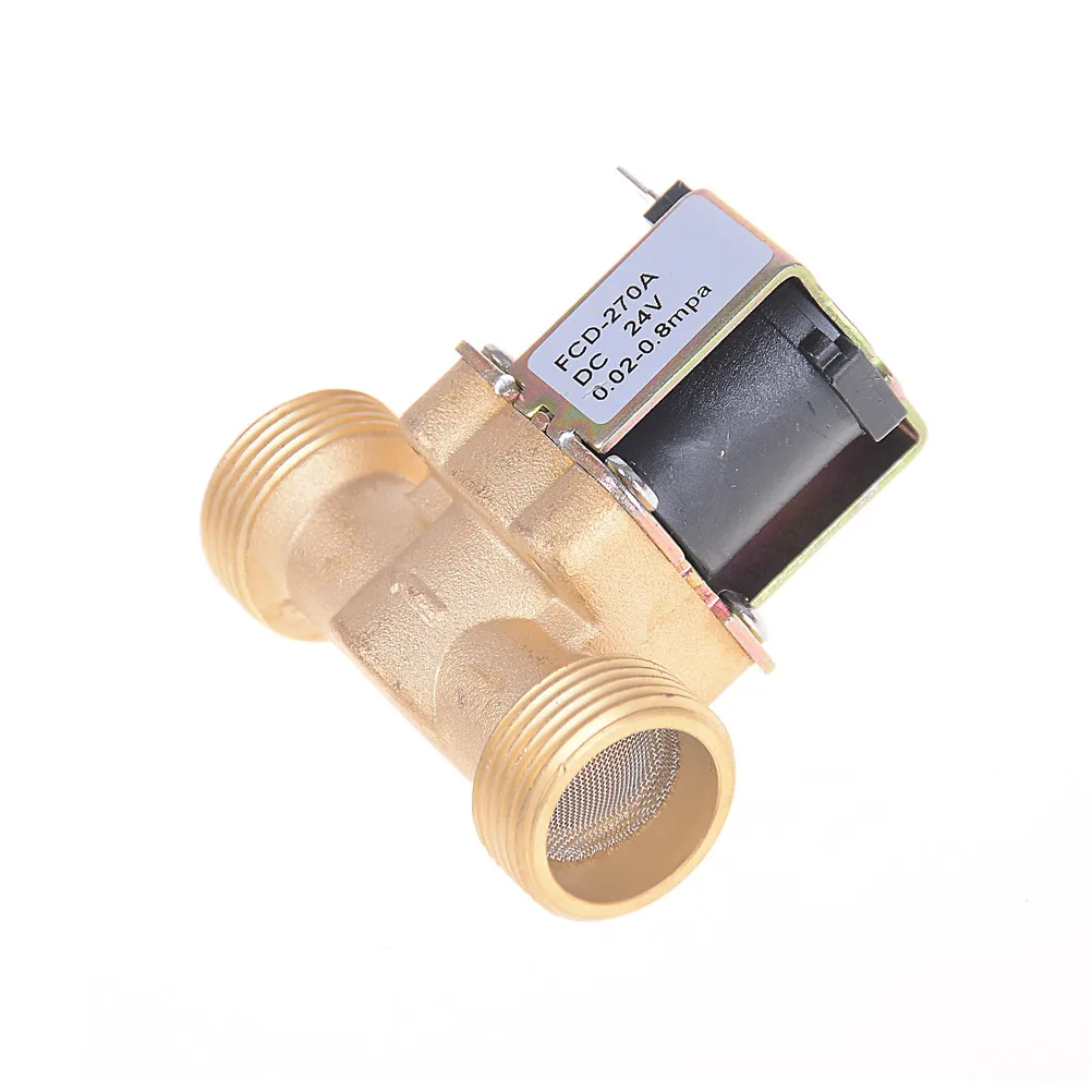 Brass Electric Solenoid Valve N/C 12v 220v G3/4\'\' Water Air Inlet Flow Switch For Solar Water Heater Valve 2-Way 2-Position