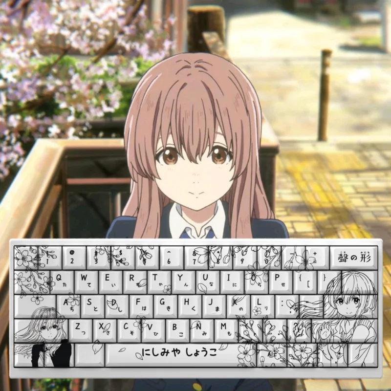 

Nishimiya Shoko Anime Keycap PBT Cherry Cute Keycaps Key Caps Gamer Gift Gaming Accessories For Cross Switch Mechanical Keyboard