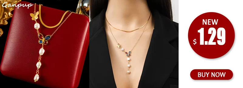 GANPUP Halskette mit Anhänger aus 316L-Edelstahl für Damen, neu, 2025, tägliches Tragen, wasserdichte Halskette, Charm-Schmuck, Geschenkzubehör – Detail 1