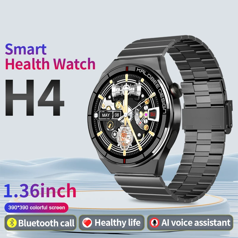 

Smart Watch H4 Larger Screen NFC Men Bluetooth Call Business Wristwatch Sport Tracker Wireless Charging Smartwatch Heart Rate