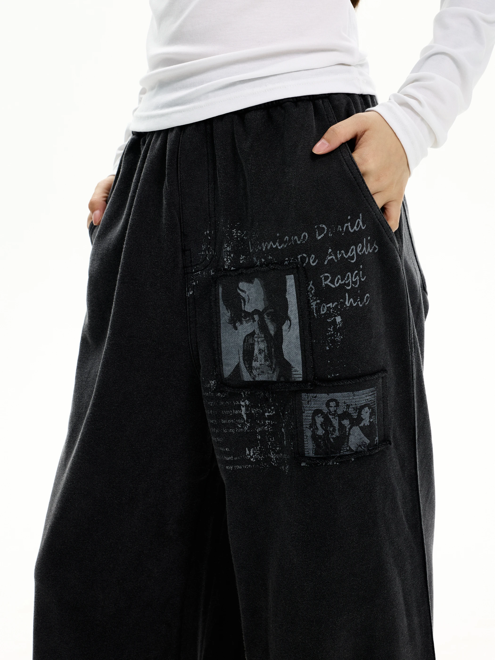 Yeboon American Retro Printed Sports Sweatpants Loose Casual Straight Leg Pants for Men And Women Street Style Loose Fit Trou...
