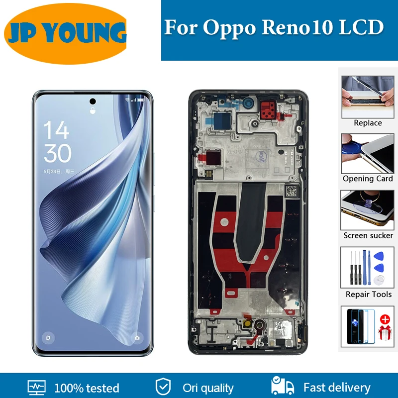 

6.7" Original AMOLED For Oppo Reno10 LCD Display PHW110 Touch Screen Digitizer Assembly For Oppo Reno 10 CPH2531 LCD Replace