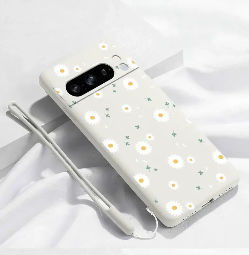 Pixel 8 Pro White Flower Bracelet Silicone Phone Case For Google Pixel 8Pro 8 8A 5 3XL 3A 4 4A 5 7 7A 6 6A 9 9Pro 9ProXL Cover