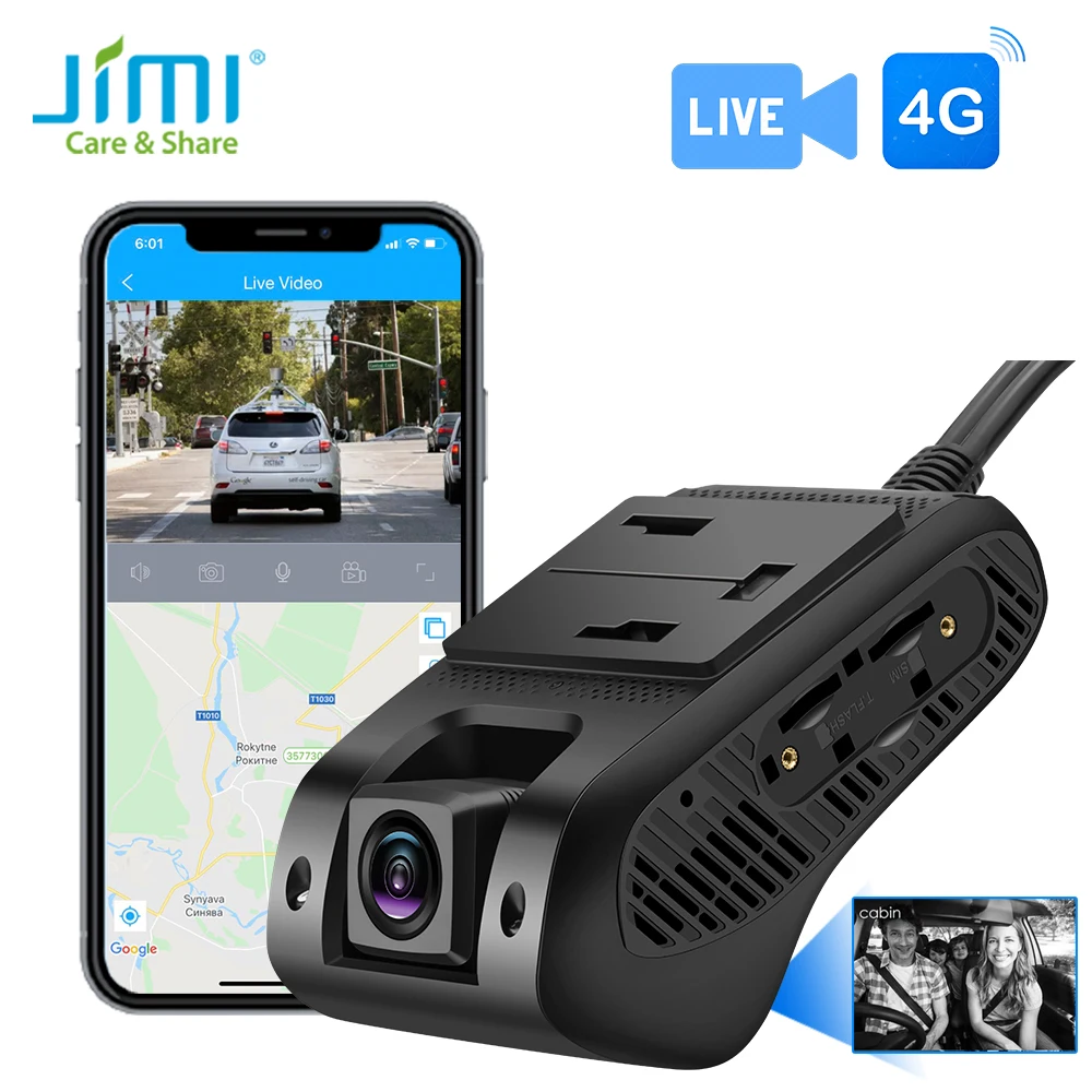 Jimi 4G Dash Cam JC400P With Live Stream HD 1080P Dual Cameras Built-in GPS Wifi Hotspot Support Multiple Alarms Car DVR Monitor