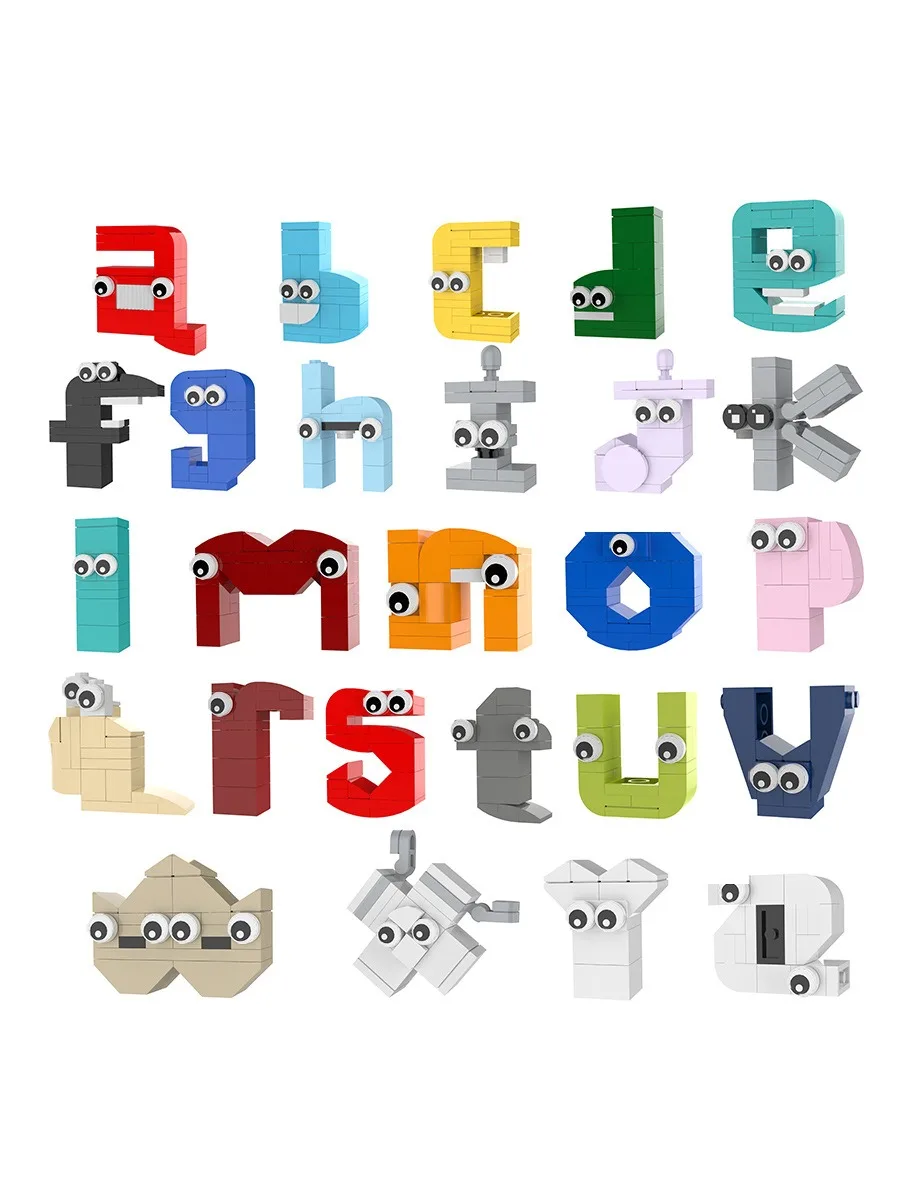 26 Style Alphabet Lore numeral add subtract multiply divide Building Block Lowercase Letters (A-Z) Education Toys For Kid Gift