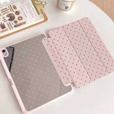 Black Polka Dots Pencil Slot Funda Case for IPad10.2 7th 8th 9th 9.7 5/6th Mini 6 8.3 Air 10.5 10th 10.9 Air11/13 Pro12.9 A16 11