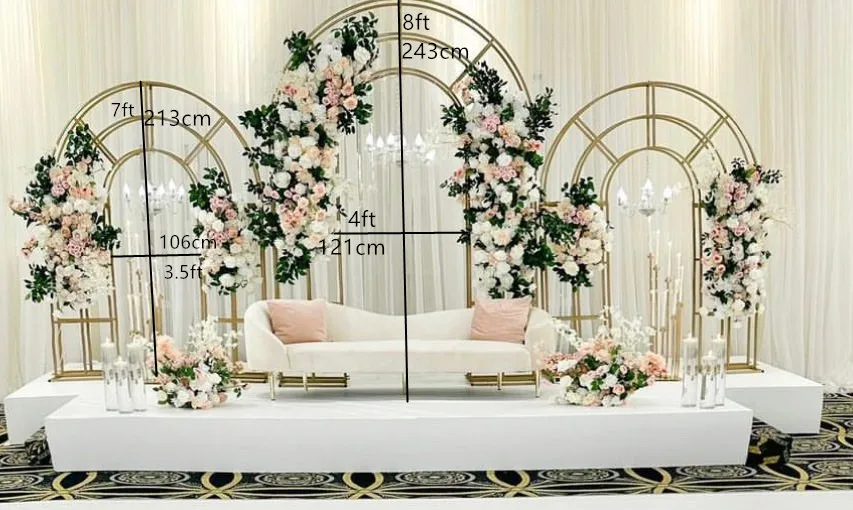 high Arched wrought iron frame wedding u-shaped arch semicircle balloon double pole arch wedding decoration