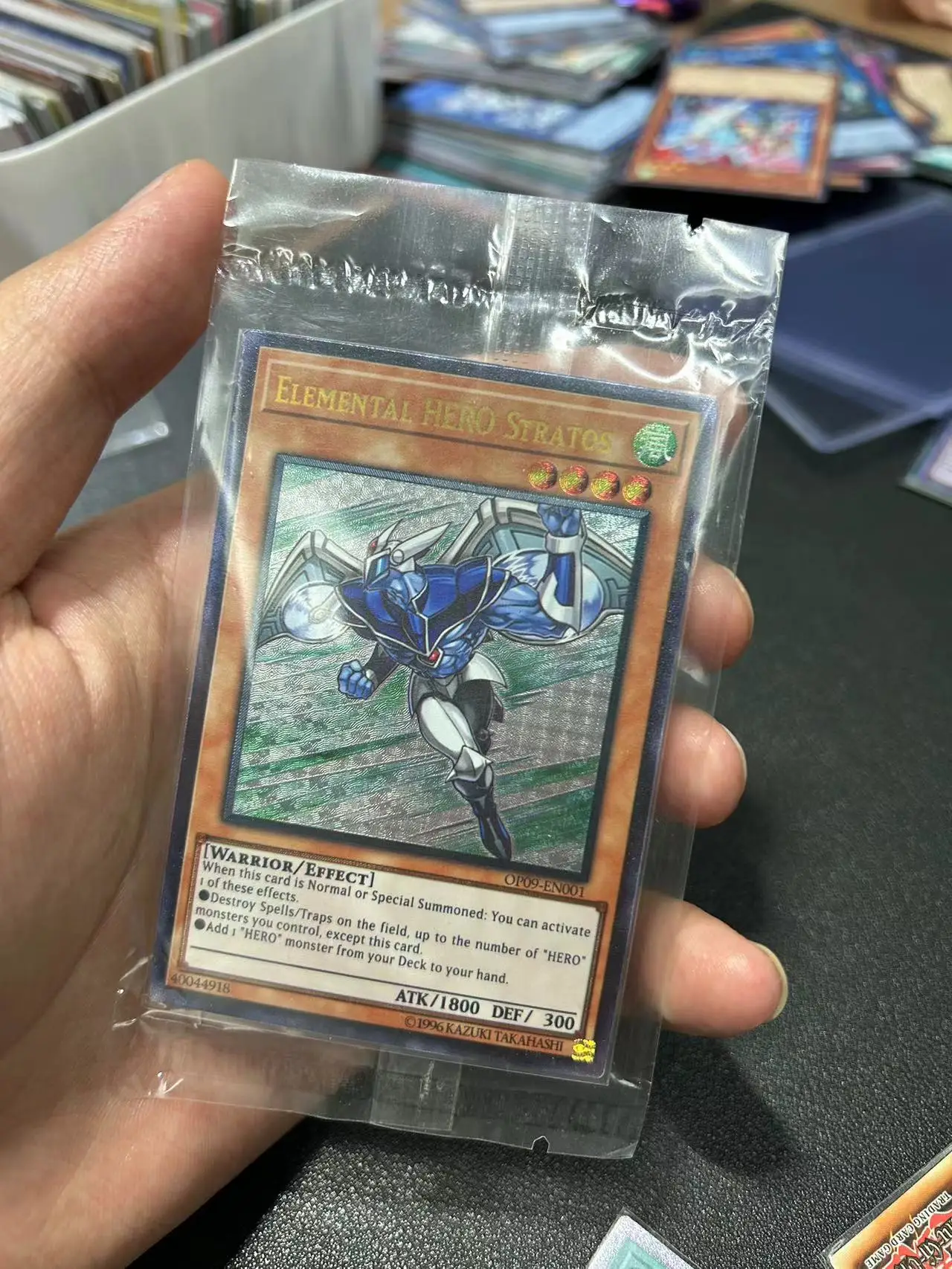 Yu Gi Oh Ultimate Rare/UTR TCG Elemental HERO Stratos(OP09-EN001) English Collection customize Game Card (Not original card)