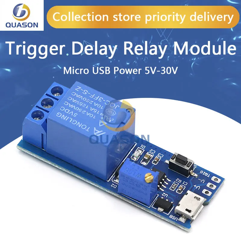 Smart Elektronica 5V-30V Micro Usb Power Verstelbare Vertraging Relais Timer Module Trigger Vertraging Schakelaar