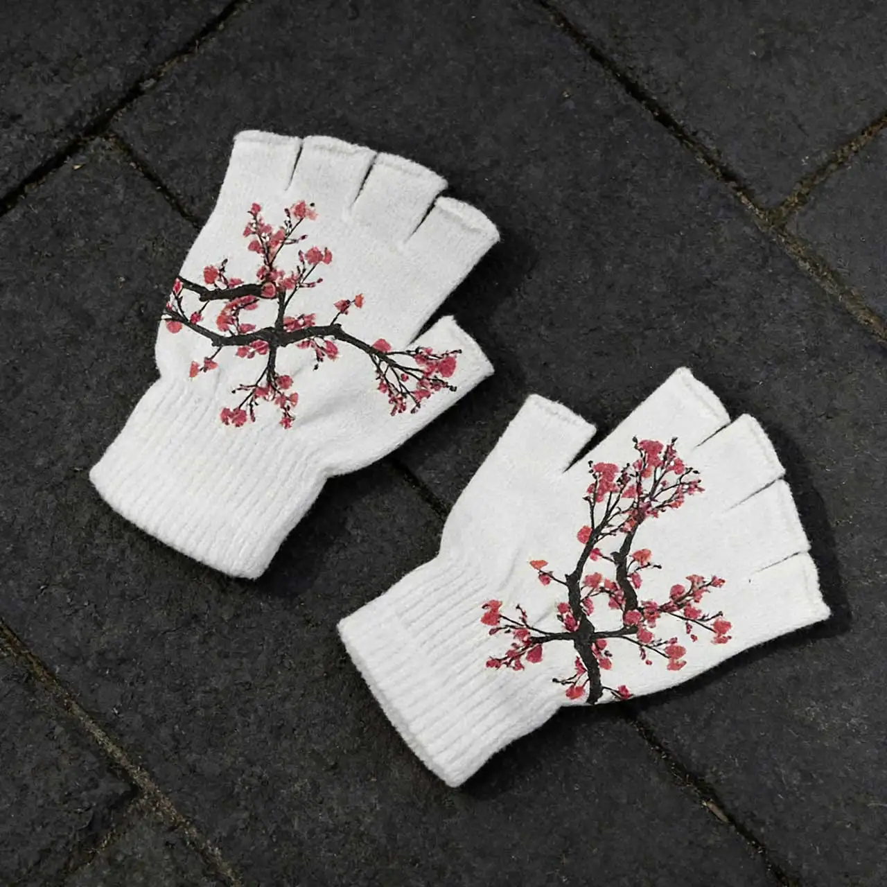 Y2k Punk Printing gloves Fashion Kawaii gloves Retro 2000s gloves Streetwear Retro Pattern gloves Flower Graphics gloves 90s
