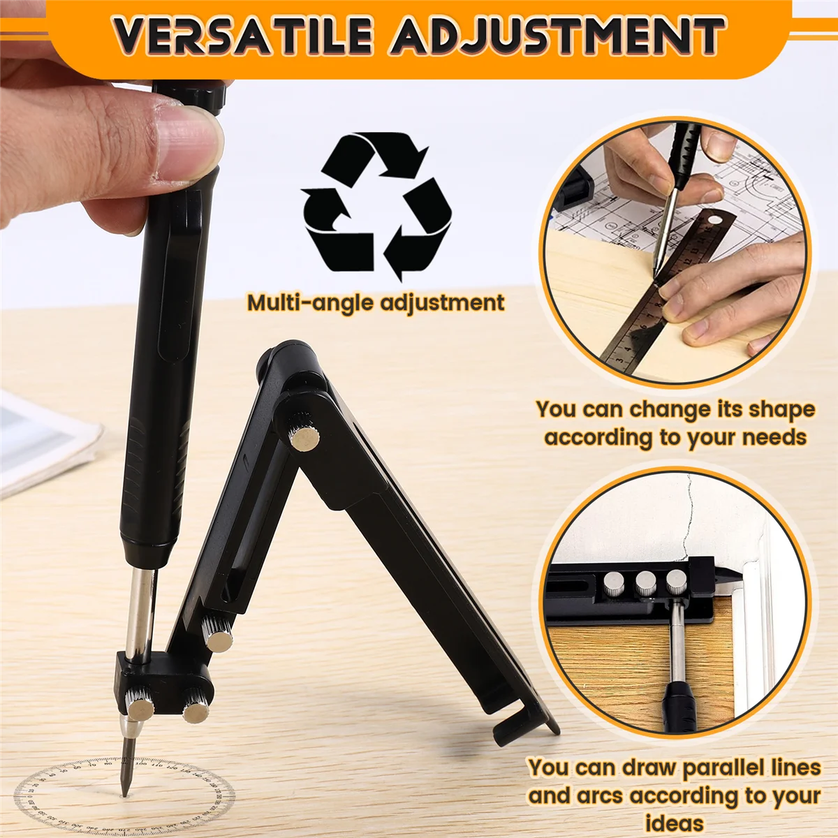 【ABODE】قلم رصاص متعدد الوظائف - أداة كتابة متعددة الوظائف، أداة قياس النجارة بنفسك #1