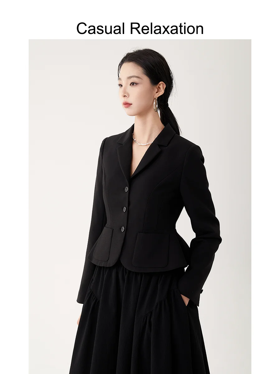 Ele Bla مصممة Jaet المرأة ربيع 2024 سليم صالح معطف زر التفاصيل البوليستر مزيج طويل Sve دعوى Sle ملابس خارجية