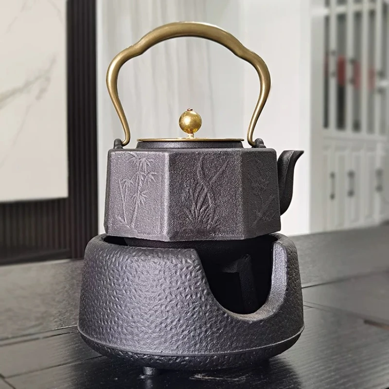 1200ML Cast Iron Kettle Octagonal Teapot Japanese Home Boiling Water Brewing Tea Handmade Iron Teapot