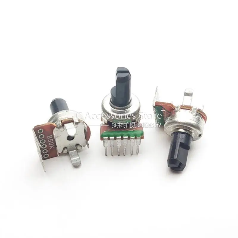 5PCS B50K B503 B104 B100K B203 B20K 121 Audio Power Amplifier Volume Dual Channel Potentiometer Handle Length 10MM 6 Pin