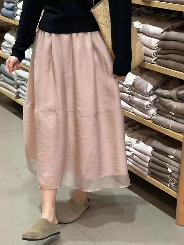 

Юбка А-силуэта с высокой талией для женщин больших размеров, весенняя коллекция, для фигуры типа «груша», пышная, в пол, в корейском стиле, для повседневной носки