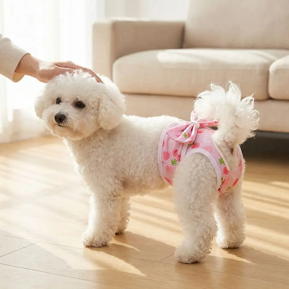 Washable Pet Physiological Pants Cartoon Print Breathable Dog Sanitary Pants Comfortable Adjustable Puppy Underpants