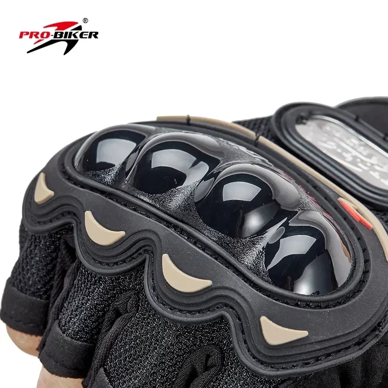 PRO-BIKER รถจักรยานยนต์ Half Finger ถุงมือผู้ชายผู้หญิงตาข่าย Breathable Anti SLIP Off Road Racing ถุงมือ Moto Fingerless ถุงมือ