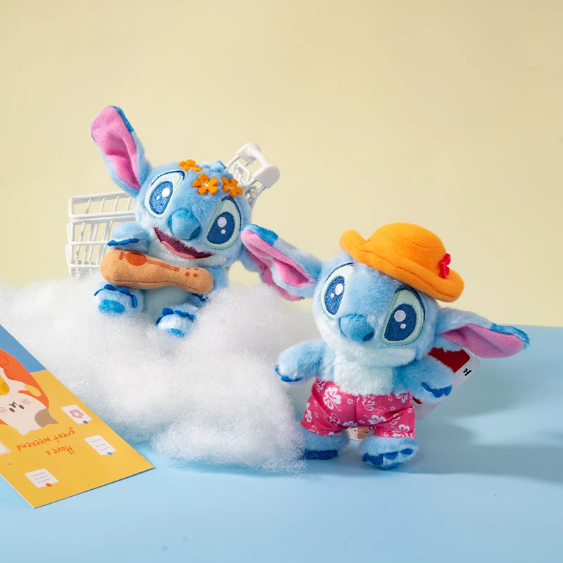 Disney Stitch Vacation Series Backpack Pendant Plush Toys Cartoon Cute Doll keyring Throw Pillow Children's Toys Gift