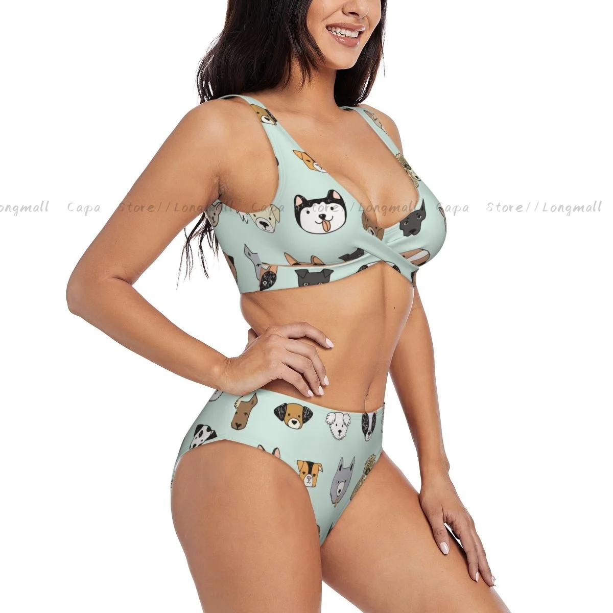 

Sexy Bikini Women Swimwear Cartoon Dog Face Funny Female Swimsuit Swimming Bathing Swim Suit Summer Beachwear