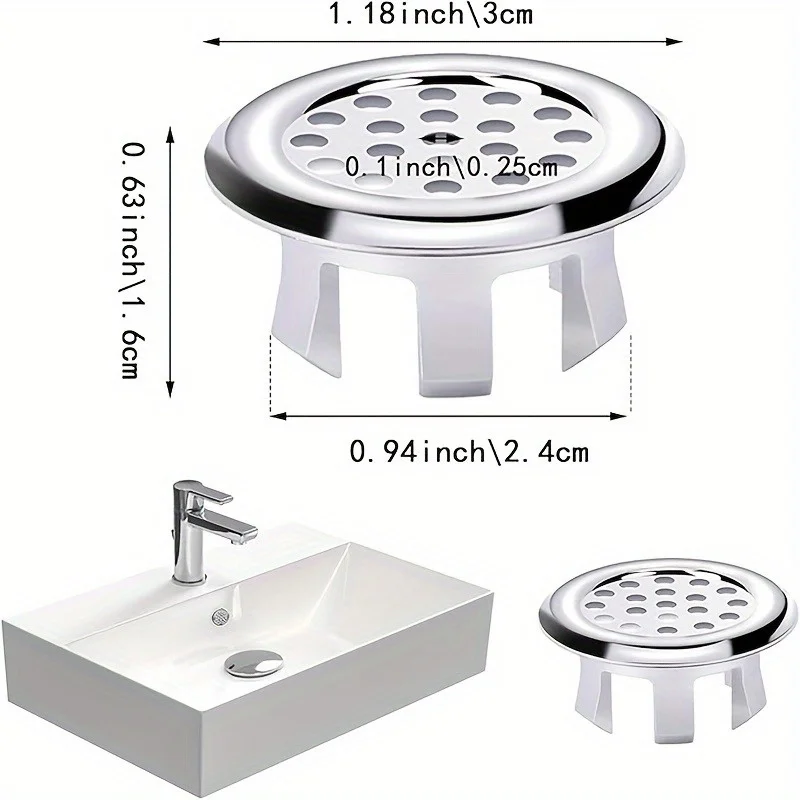 Round Overflow Cover Ring 3pcs/set Insert Replacement Hole Round Drain Cap Sink Basin Accessory