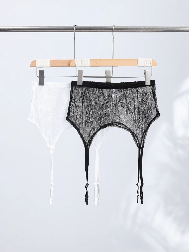 Hochgeschnittener Rock mit Spitzenbesatz und Po-Flap für Damen, Sexy Rockverlängerung, Transparenter Blumenmuster-Overlay-Rock mit Taillenbund, Damen-Partykleidung – Detail 3