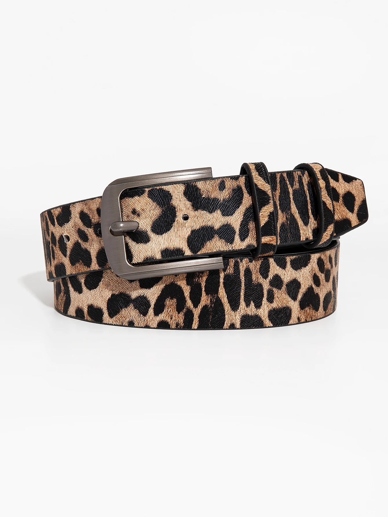 Men's casual retro pin buckle leopard print belt jeans, versatile accessory belt