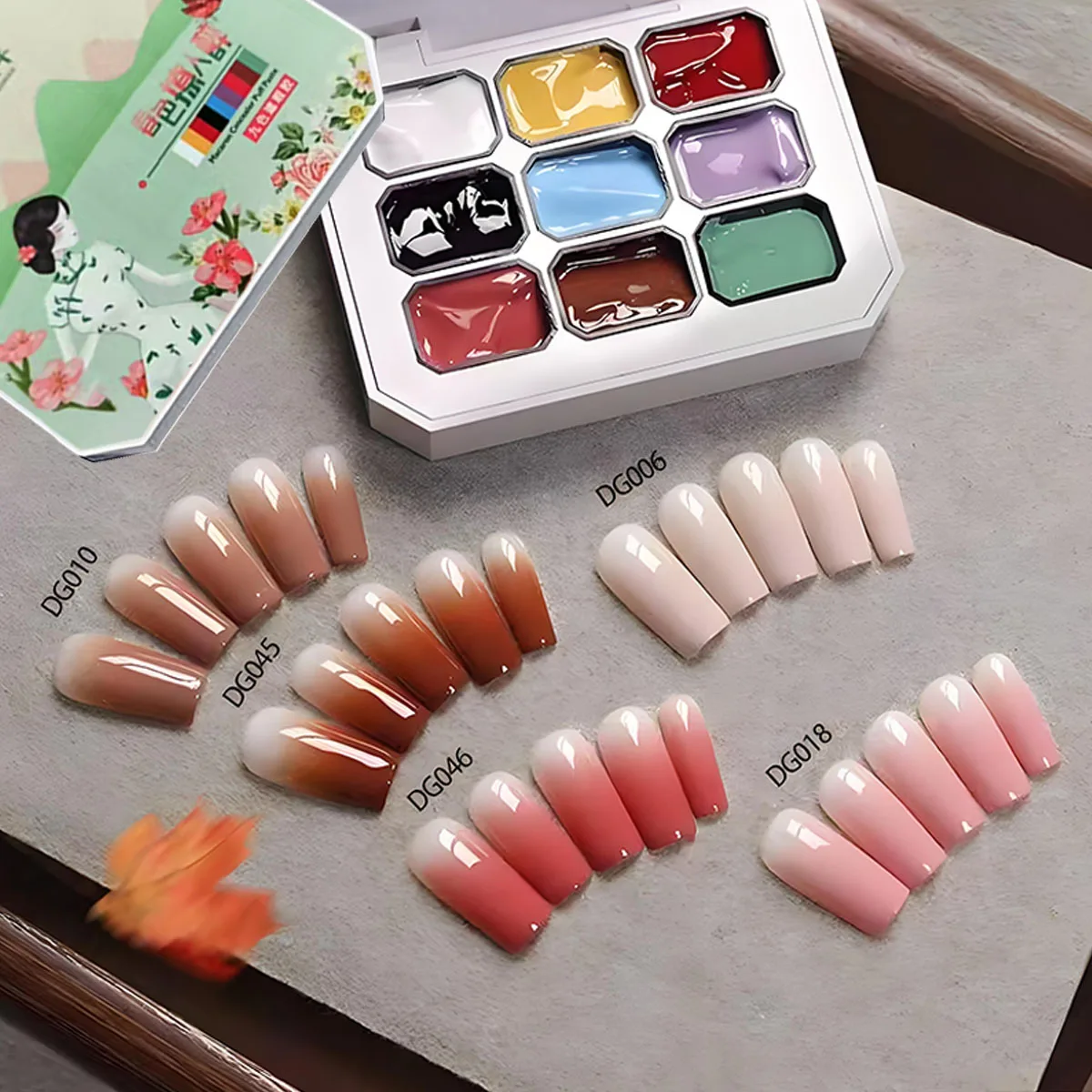 

1 шт. 9-цветный гель-лак для ногтей с эффектом градиента, гель-краска для ногтей, стойкий, для УФ/LED ламп, для создания дизайна ногтей, инструмент для декора, DIY