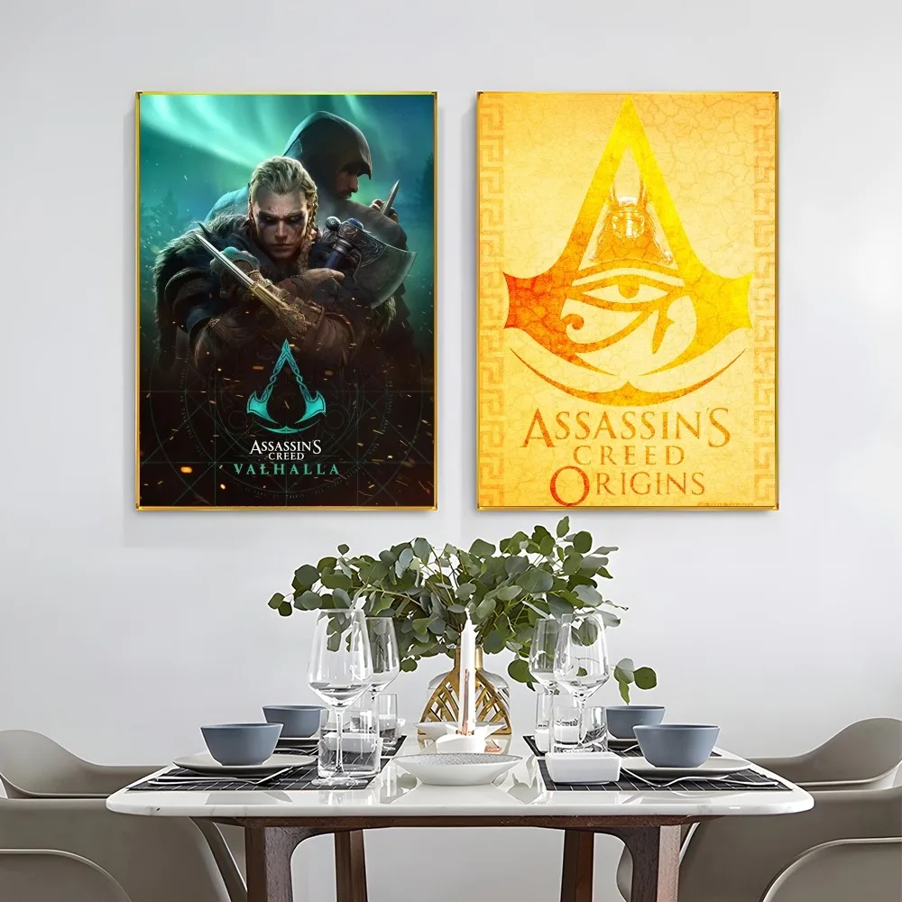 1PC A-Assassins Creed Game  Poster Self-adhesive Art Waterproof Paper Sticker Coffee House Bar Room Wall Decor