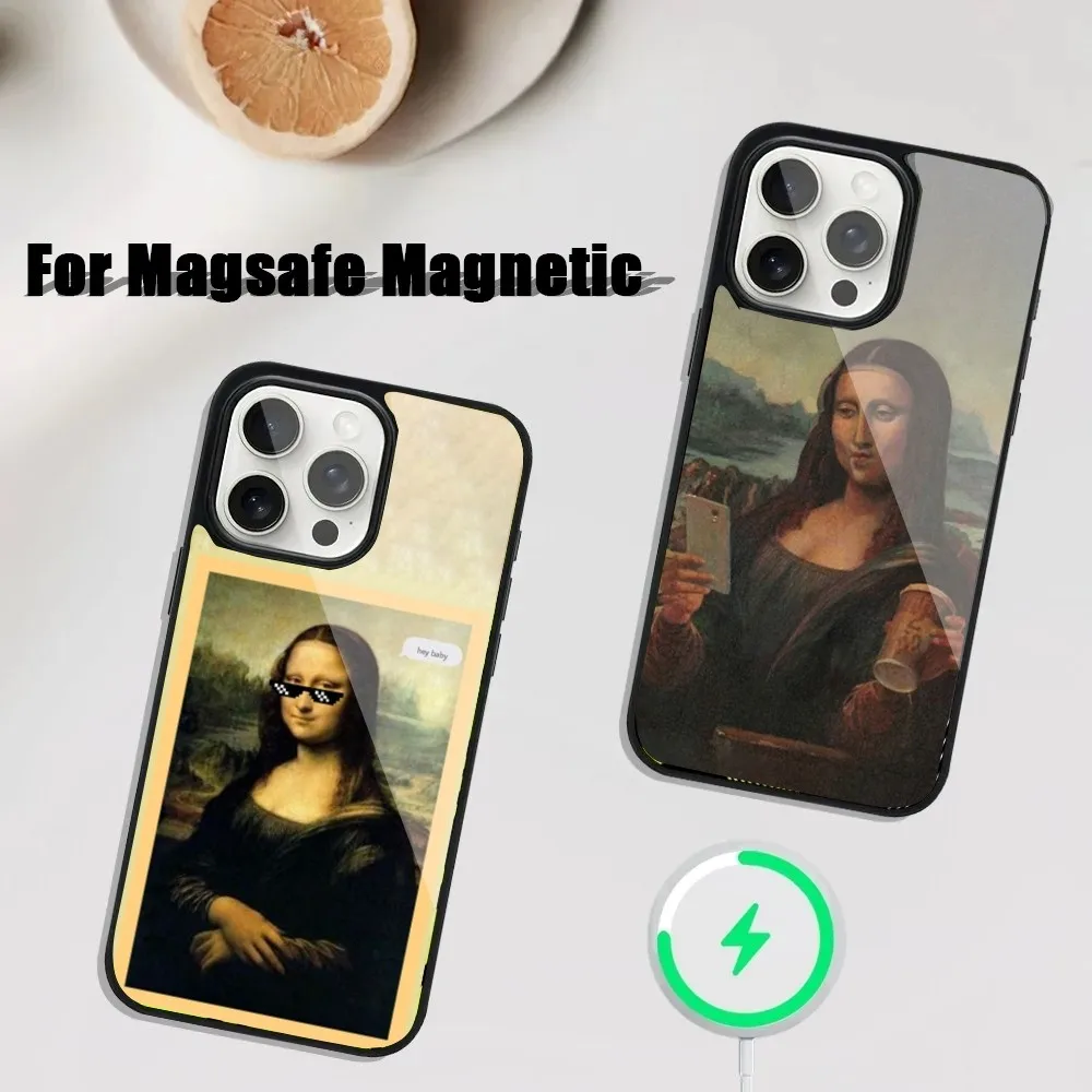 Great Art Mona Lisa Phone Case For iPhone 16,15,14,13,12,11,Plus,Pro,Max Mini Magsafe Magnetic Wireless Charging