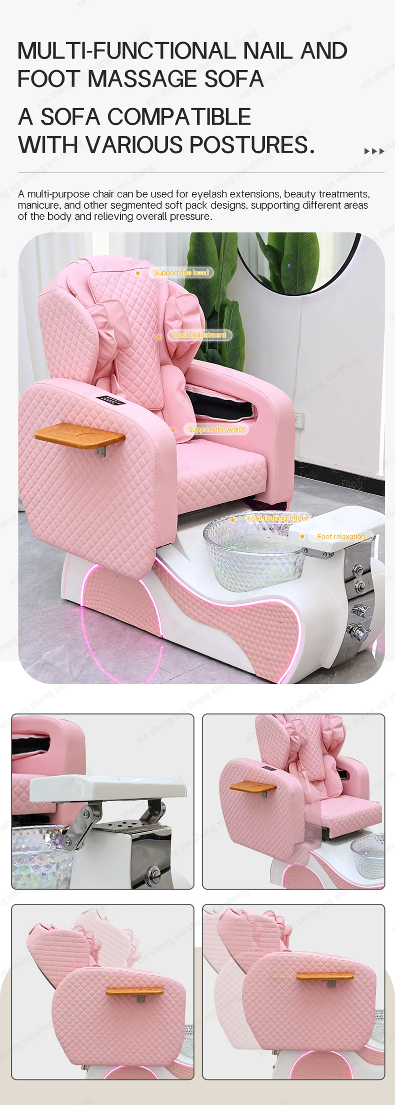 Nagelstudio-Fußmassage-Sofa, Automatischer Rückenmassagestuhl für Schönheitssalons und Friseursalons, SPA-Shop-Möbel Fabrik-Großhandel – Detail 6