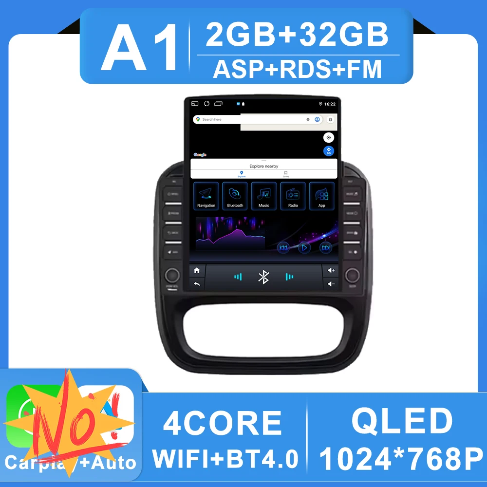 9.7 inch Auto Android Voor Renault Trafic 3 14-21 Voor Opel Vivaro B2 din Carplay GPS Navigatie intelligente Systeem Touchscreen